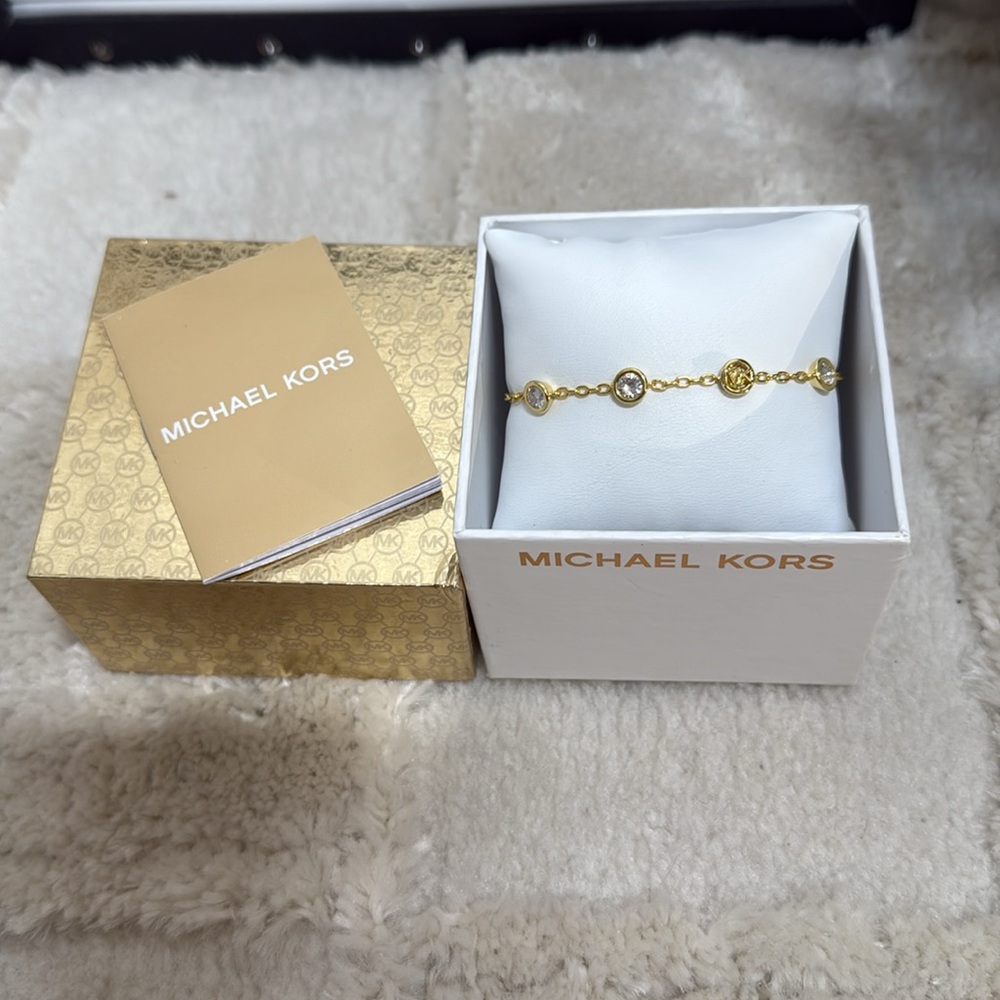 MICHAEL MICHAEL KORS Link Chain Bracelet With Cristal & MK Logo Charms